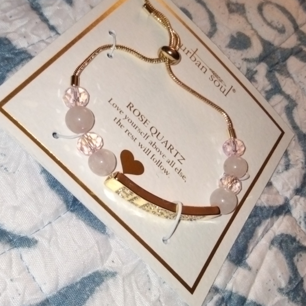 🌻URBAN SOUL🌻 BLESSED 😇 ROSE QUARTZ BRACELET